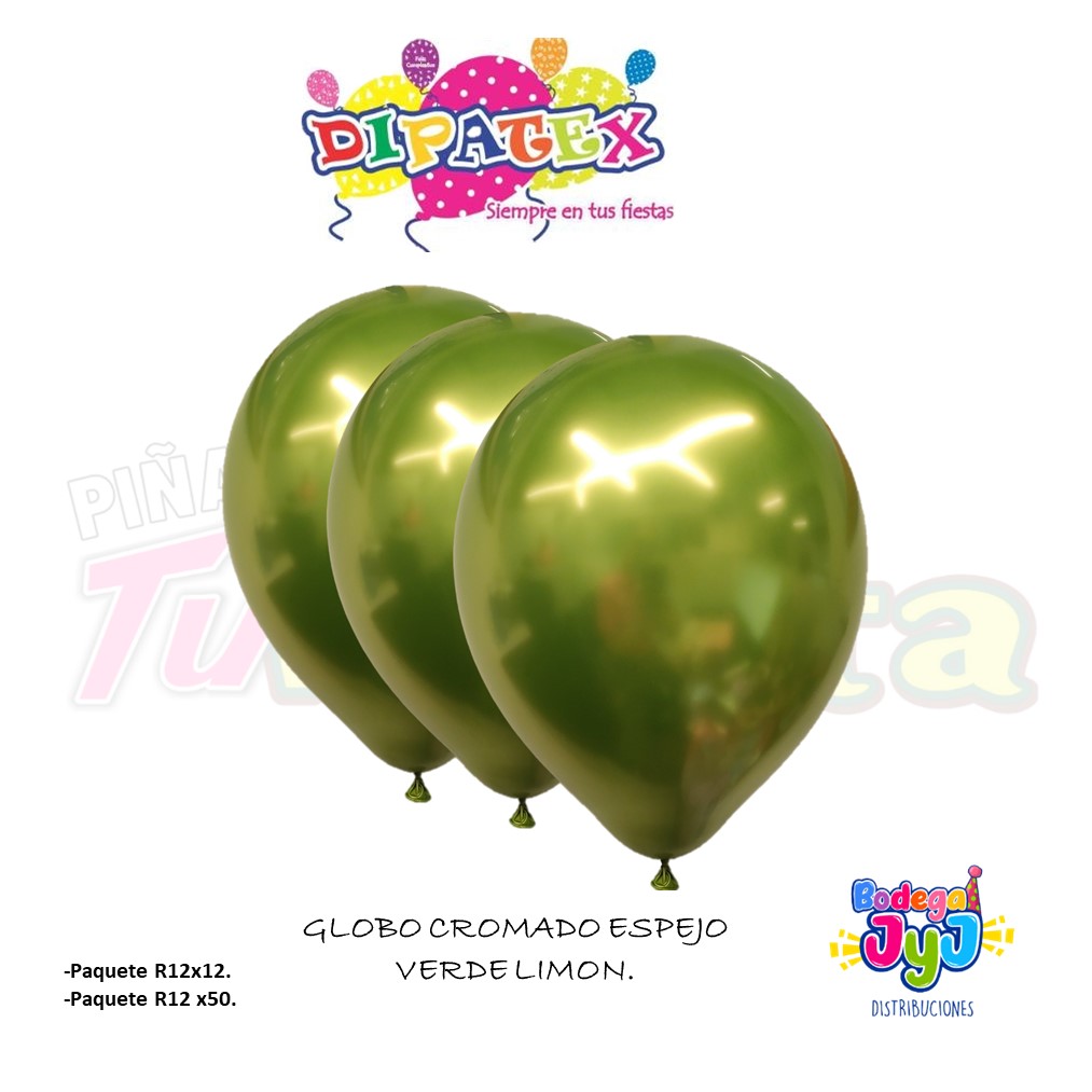 GLOBO CROMADO ESPEJO DIPATEX VERDE LIMON.