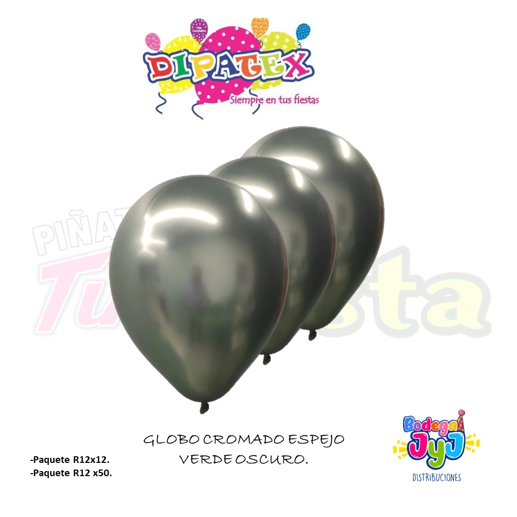 GLOBO CROMADO ESPEJO DIPATEX VERDE OSCURO.