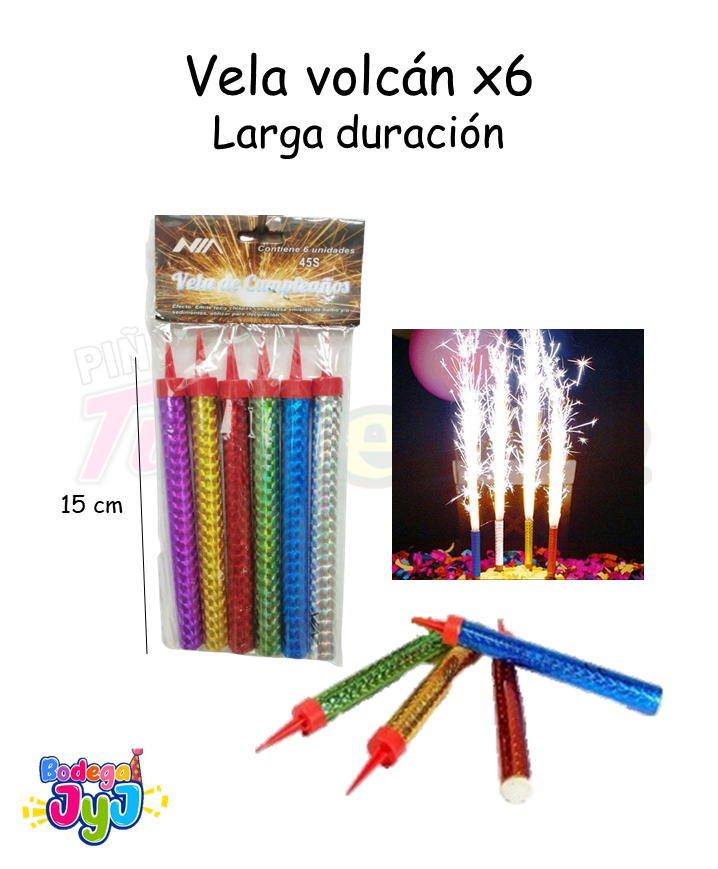 VELA VOLCAN X6 15CM LARGA DURACION
