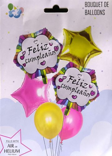 SET GLOBOS X6 FELIZ CUMPLEAÑOS