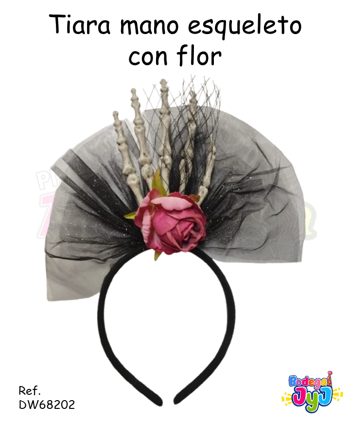 TIARA FLOR CON MANO ESQUELETO DW68202