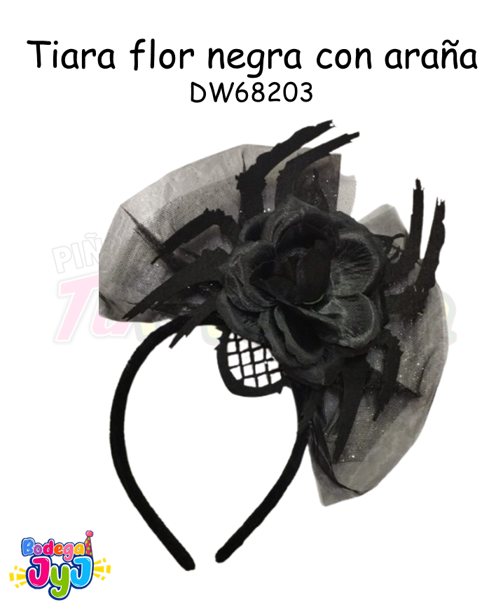 TIARA FLOR NEGRA CON ARAÑA DW68203