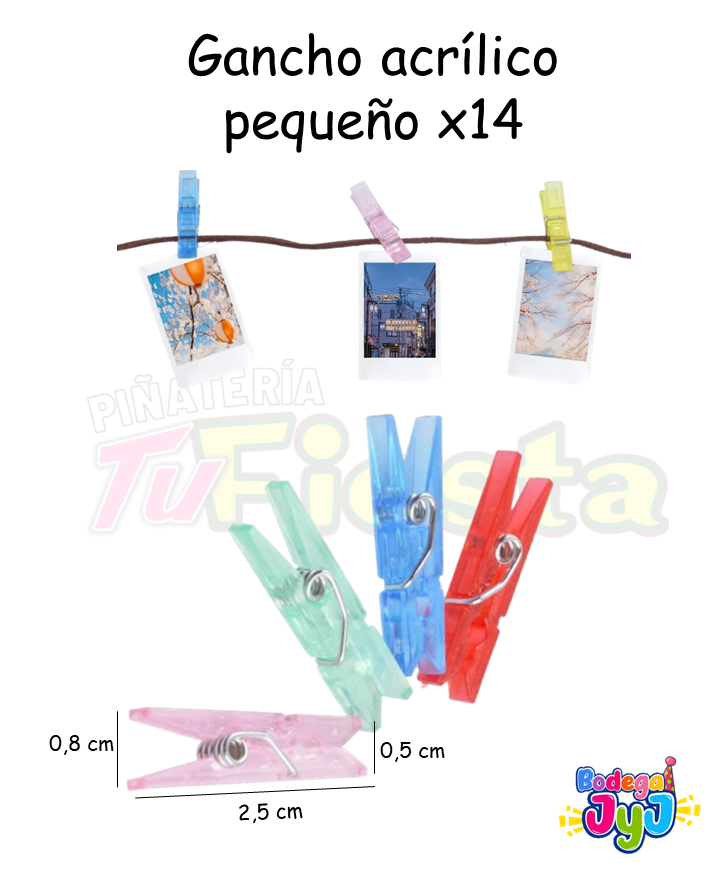 GANCHO ACRILICO PQUEÑO X14 DE 2.5CM