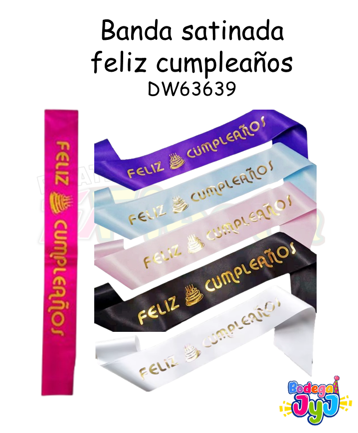 BANDA SATINADA FELIZ CUMPLEAÑOS DW63639