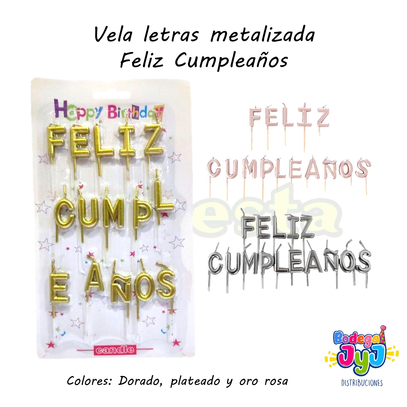 VELA LETRAS METALIZADAS F.C ENCARTONADA DW60056