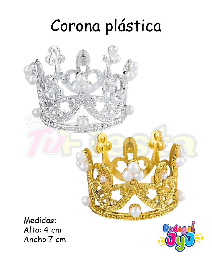 CORONA TORTA PLASTICA METALIZADA MEDIANA