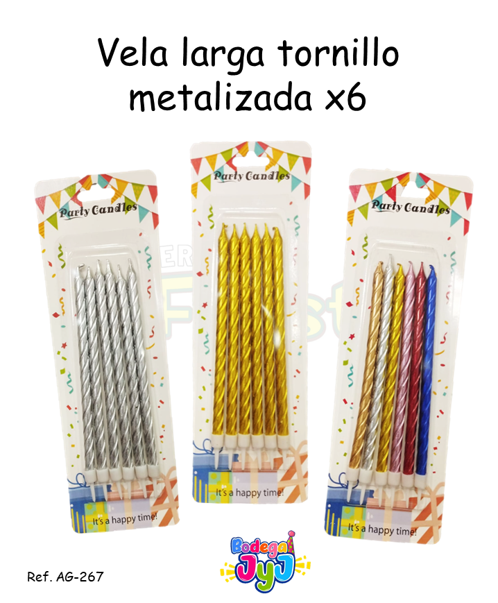 VELA LARGA X6 METALIZADA TORNILLO AG-267