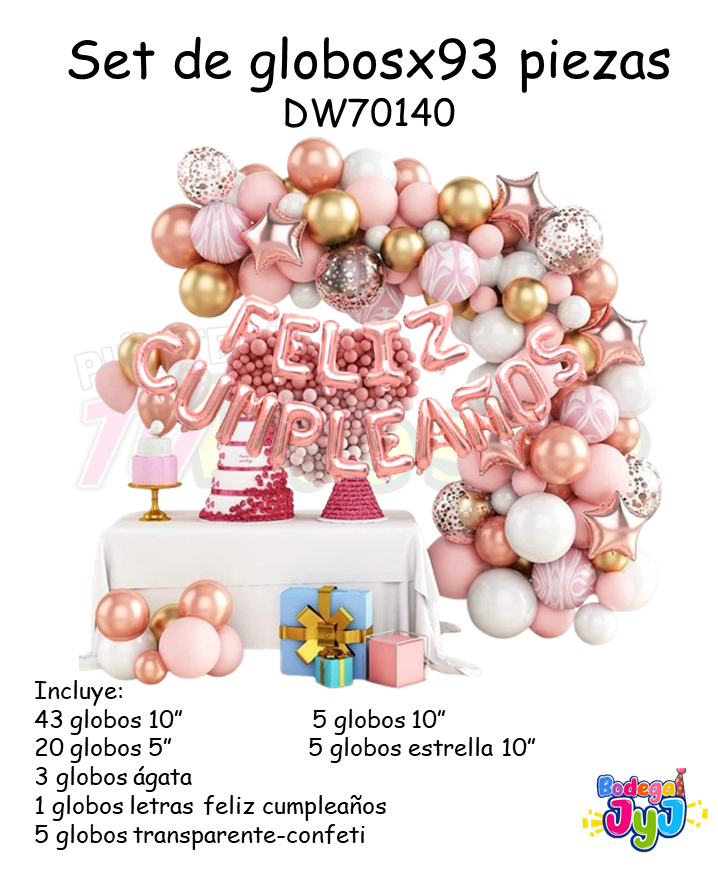 SET DE GLOBOS X93 CON FELIZ CUMPLE LXL DW70140
