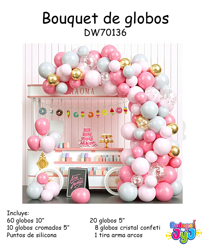 SET GLOBOS X100 TONOS ROSADOS DW70136