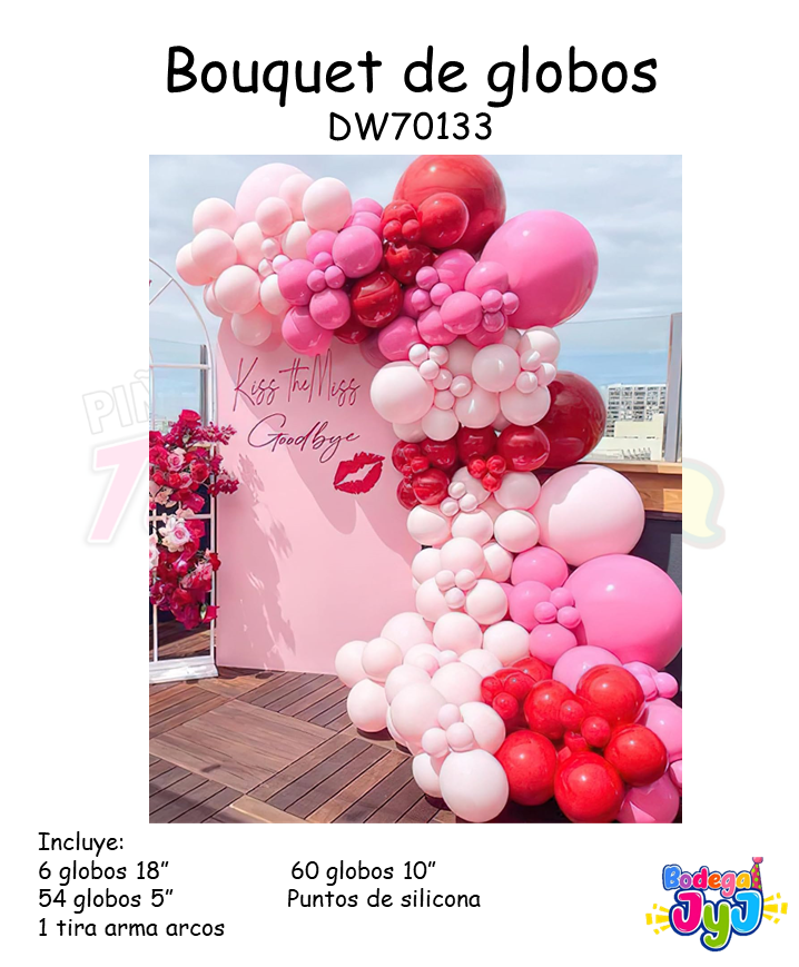 SET DE GLOBOS X122 TONOS FUCSIA Y ROSADO DW70133