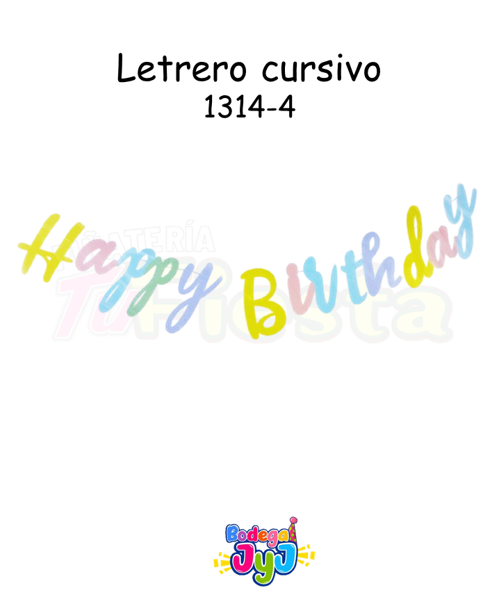 LETRERO CURSIVO HAPPY BIRTHDAY PASTEL 1314-4