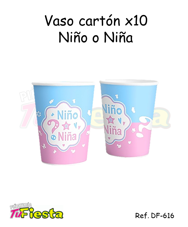 VASO CARTON X10 NIÑO O NIÑA DF-616