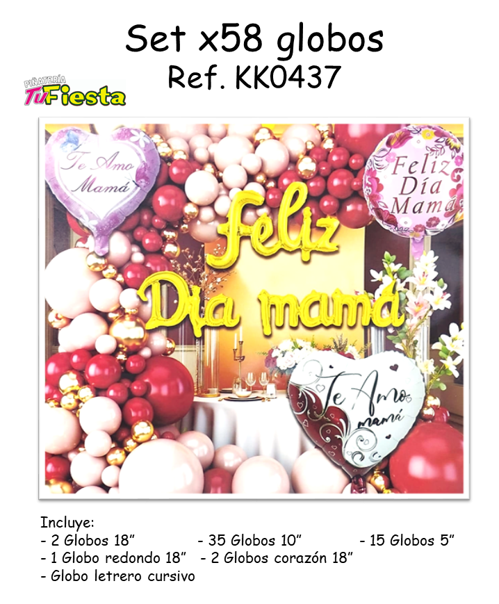 SET GLOBOS X58 FELIZ DIA MAMÁ KK0437