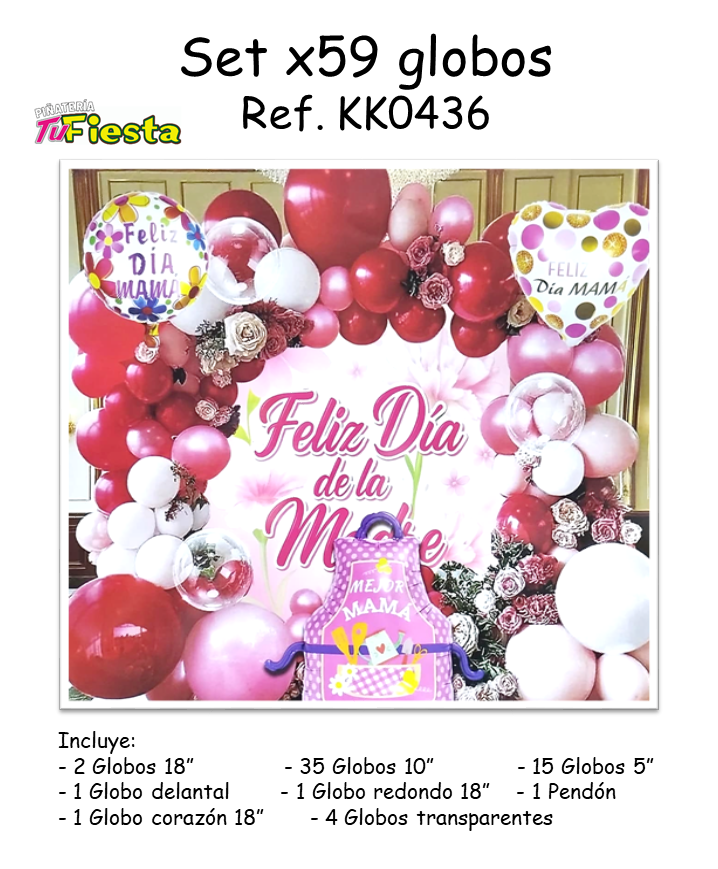 SET GLOBOS X59 FELIZ DIA DE LA MADRE KK0436