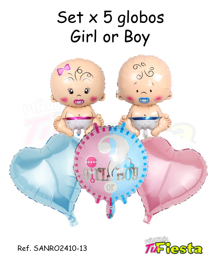 SET GLOBOS X5 NIÑA O NIÑO REVELACION SANRO2410-13