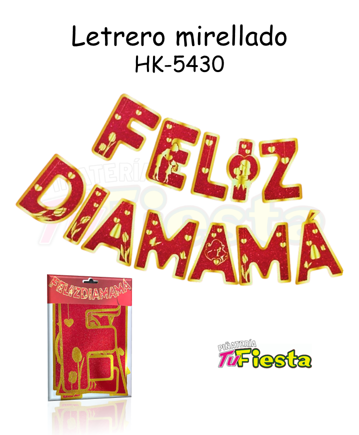 LETRERO MIRELLADO FELIZ DIA MAMA HK-5430