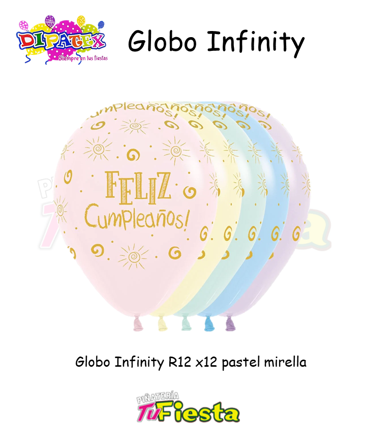 GLOBO R12 X12 PASTEL MIRELLA FELIZ CUMPLEAÑOS INFINITY DIPATEX