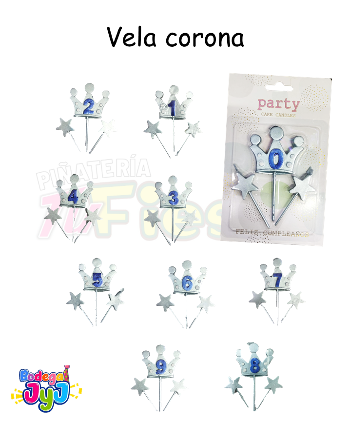 VELA NUMEROS CORONA NIÑO AZULES