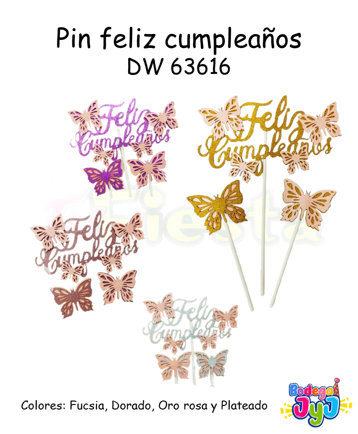 PIN FELIZ CUMPLEAÑOS CON MARIPOSAS DW63616