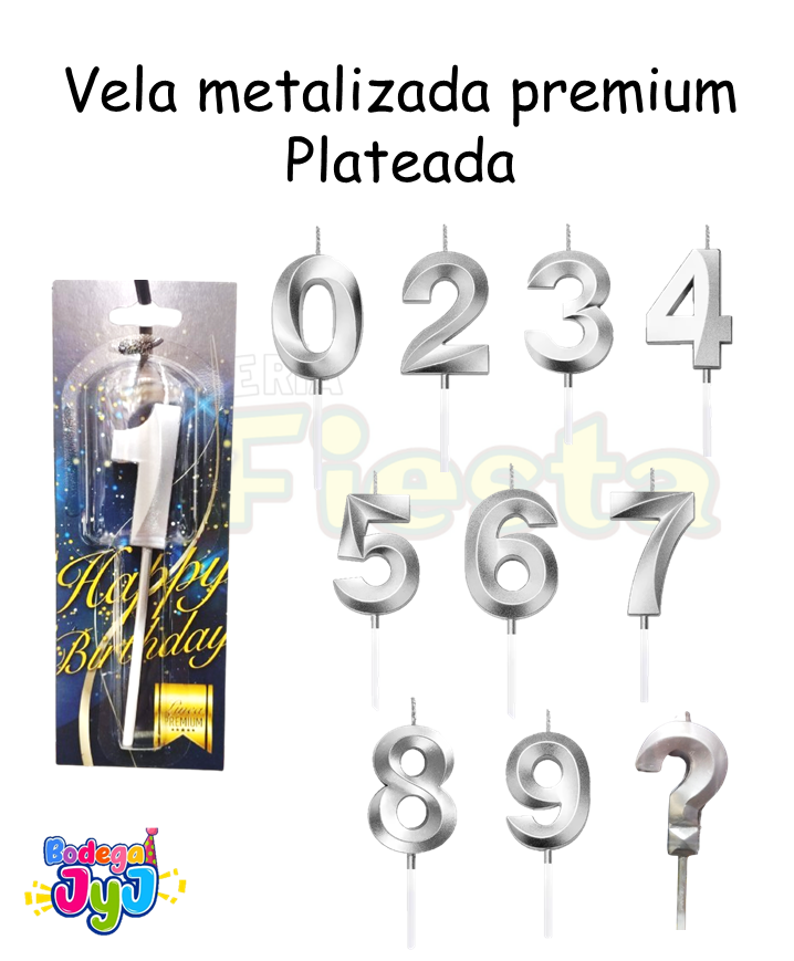 VELA NUMERO MULTICOLOR PREMIUM METALIZADA