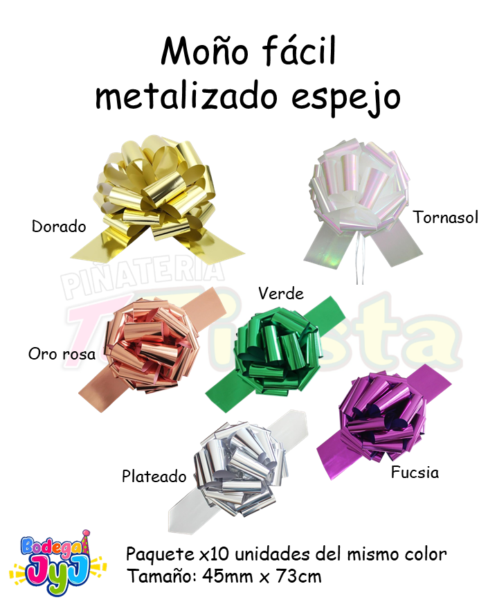 MOÑO FACIL X10 50MM METALIZADO ESPEJO