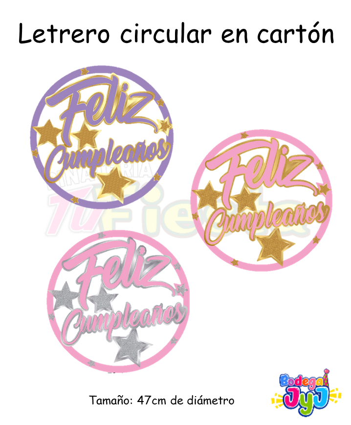 LETRERO CIRCULAR FELIZ CUMPLEAÑOS LOS MININOS