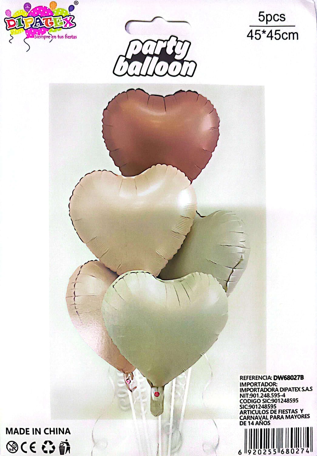 SET GLOBOS X5 CORAZONES 18" DW68027