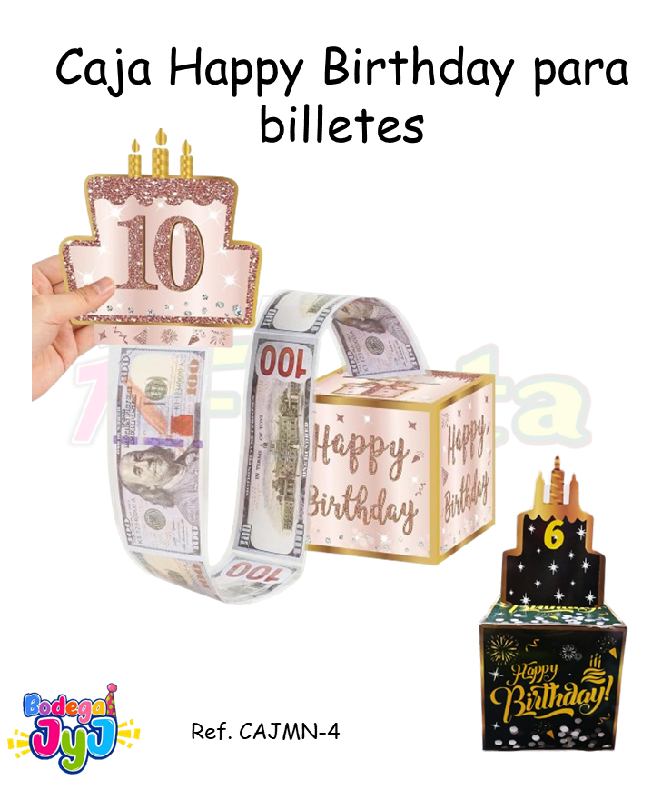 CAJA FELIZ CUMPLEAÑOS PARA BILLETES  CAJMN-4599