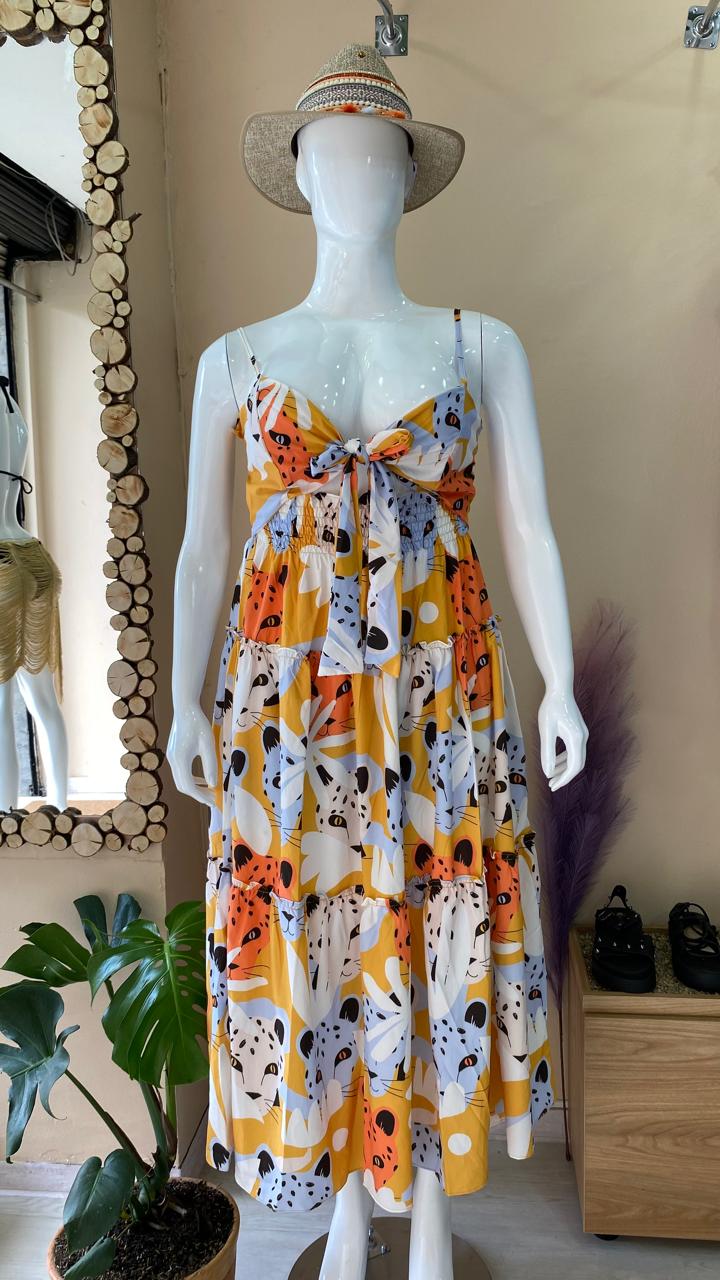vestido  amarllo leopardo