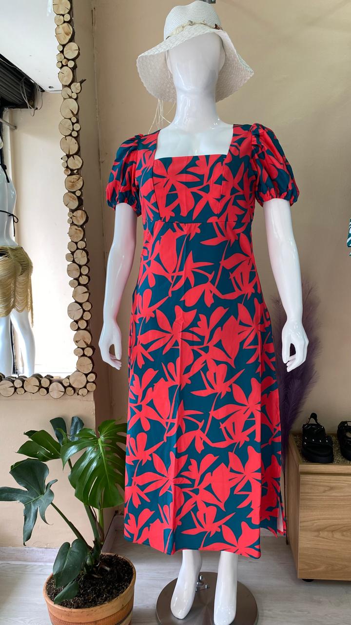 vestido rojo verde
