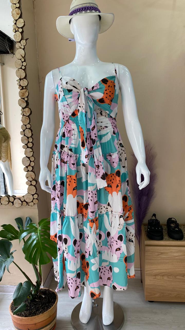 vestido azul leopardo