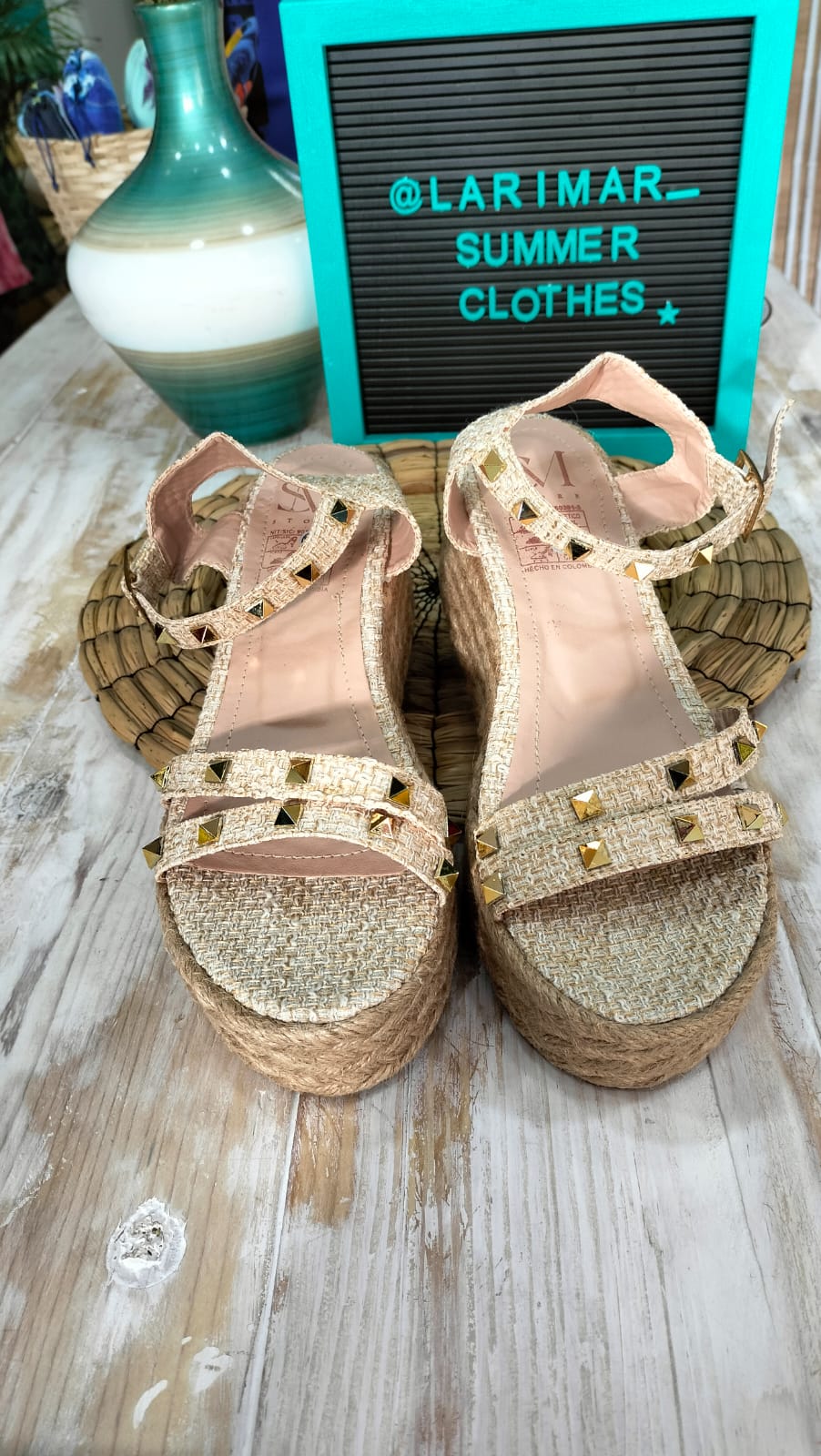 sandalia plataforma yute taches