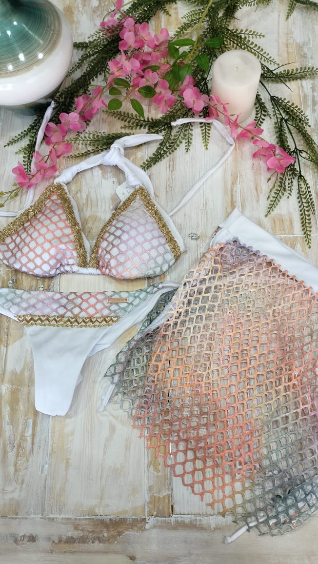 Set 3 piezas blanco en malla