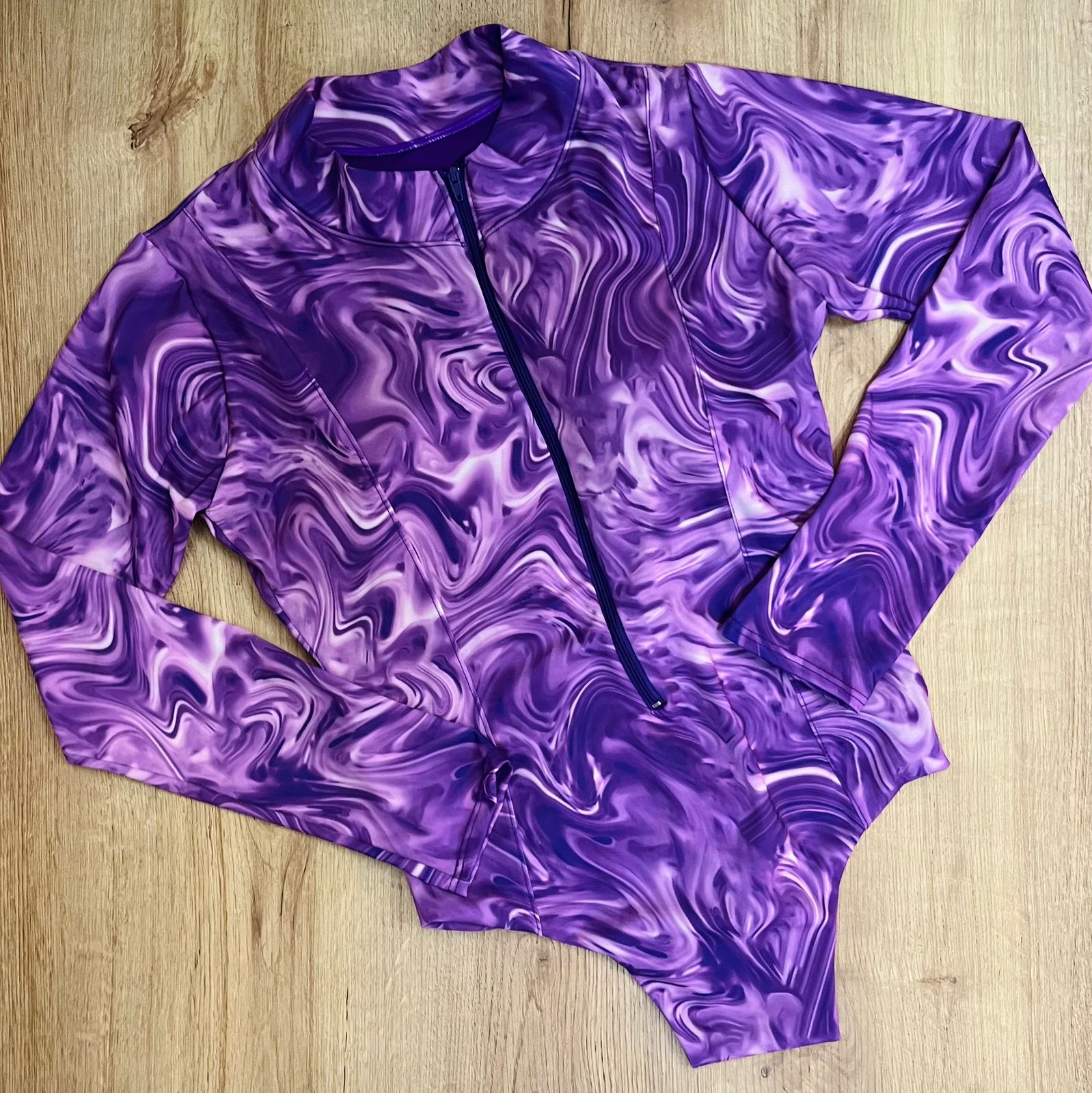 Enterizo manga larga cremallera morado