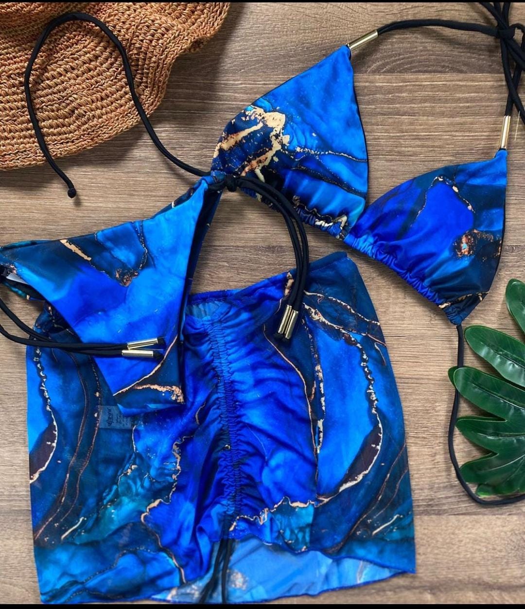 set 3 piezas multicolor panty+brasier +falda