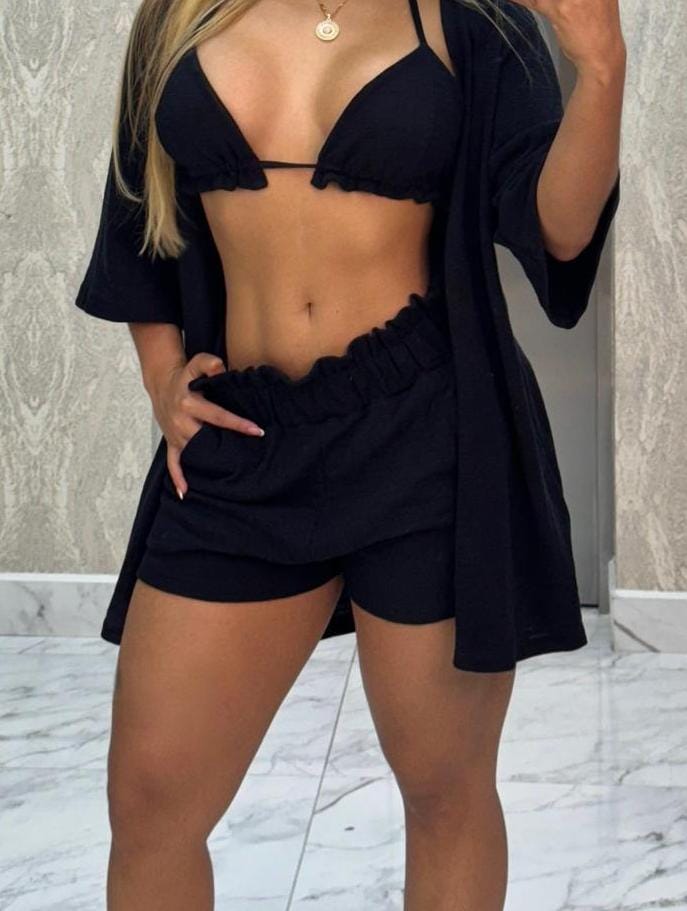 Set 3 piezas top ajustable + pantaloneta + camison colores surtidos