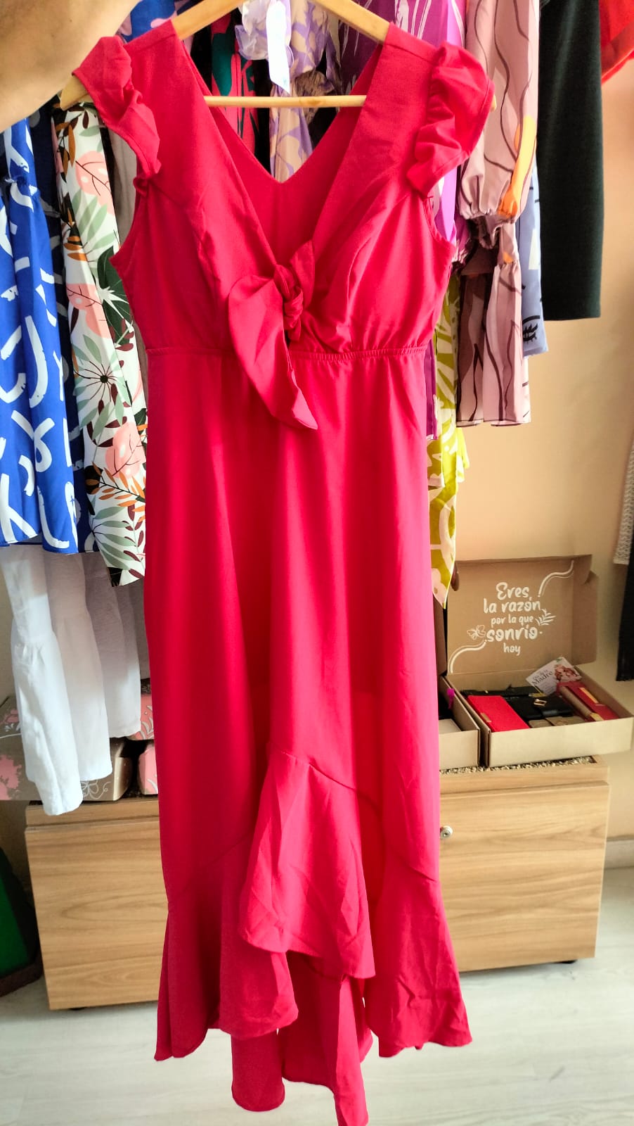 vestido cola de pato moño