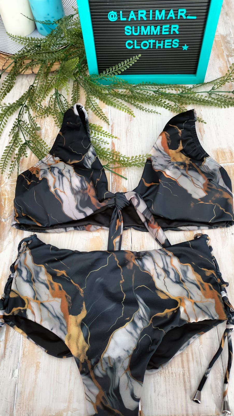 Bikini panty y top graduables marmoleado