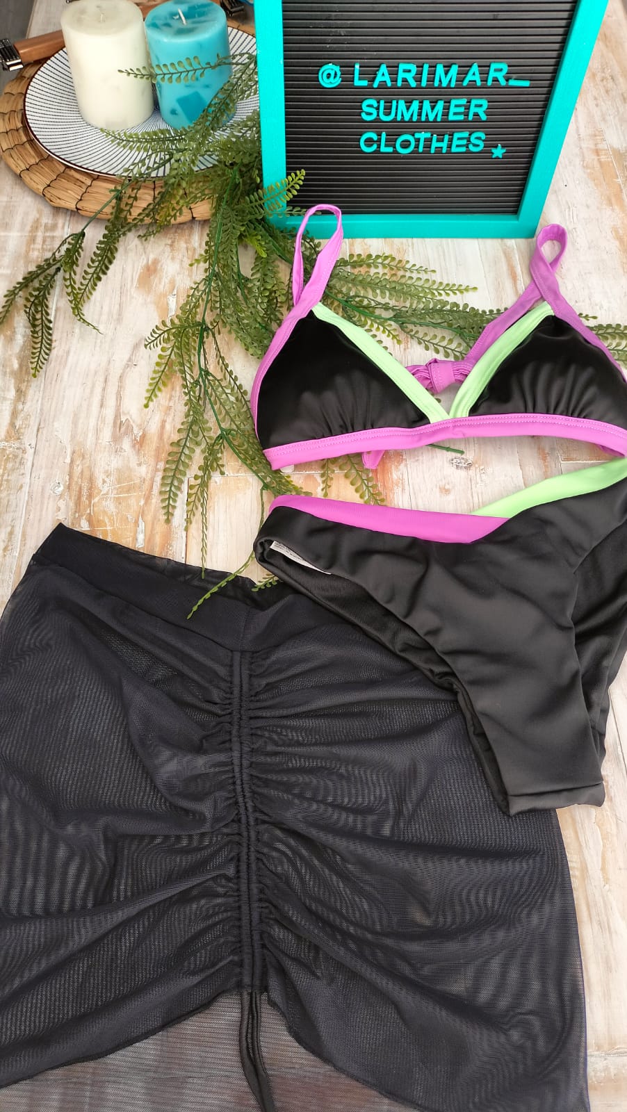 Set panty y top tricolor + salida de baño