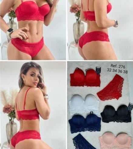 Conjunto 276 Copa varilla y push up puntos encaje