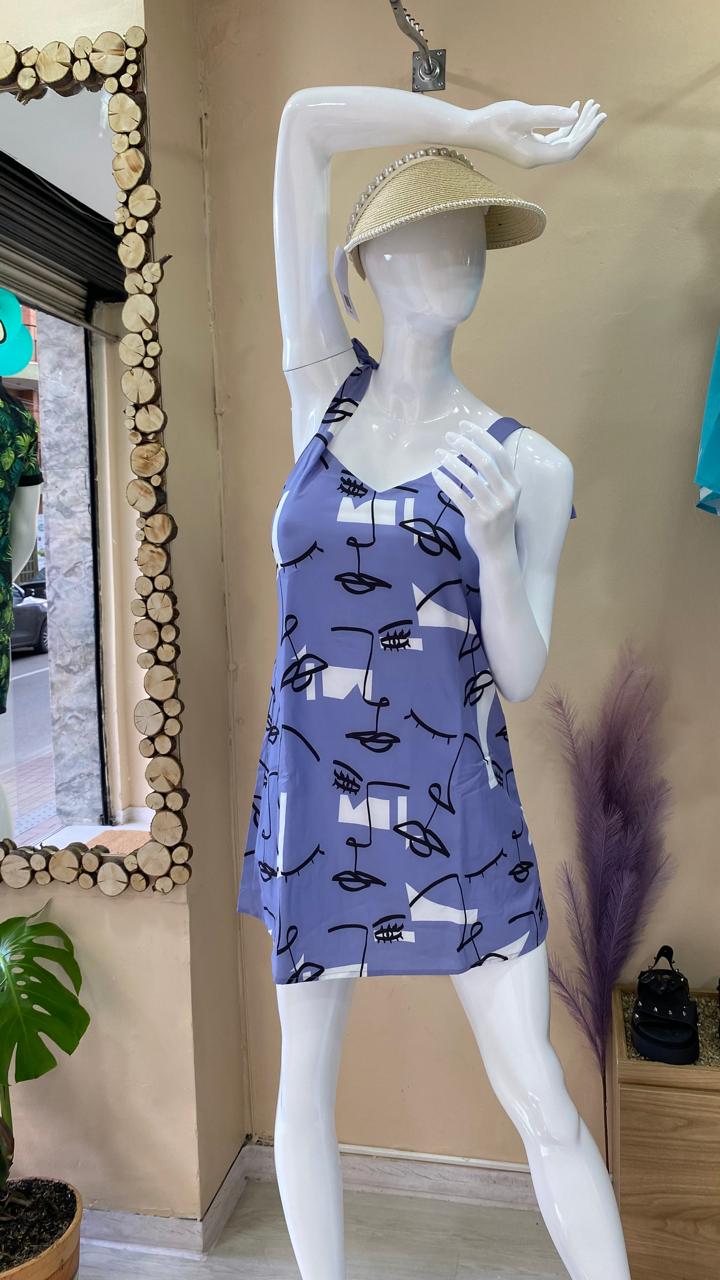 vestido talego morado bocas