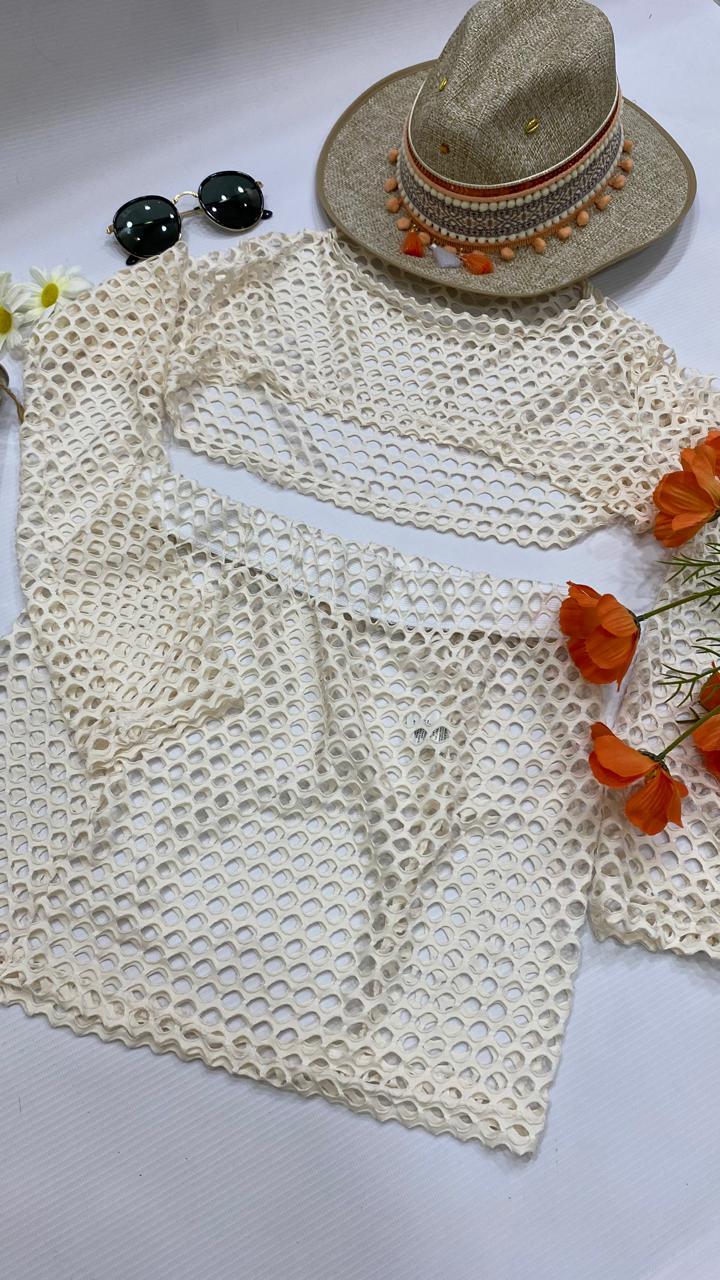 SB Dos piezas malla marfil