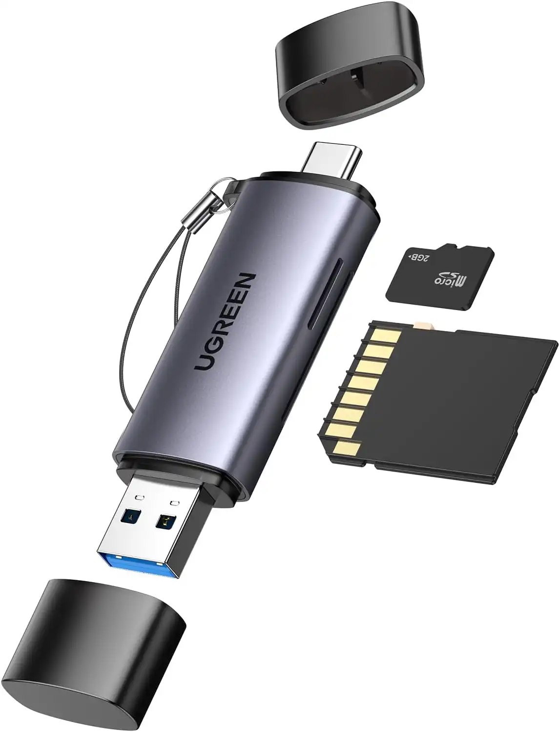 LECTOR DE TARJETAS SD USB TIPO C USB 3.0 OTG 2 RANURAS PARA SD, MICRO SD UGREEN