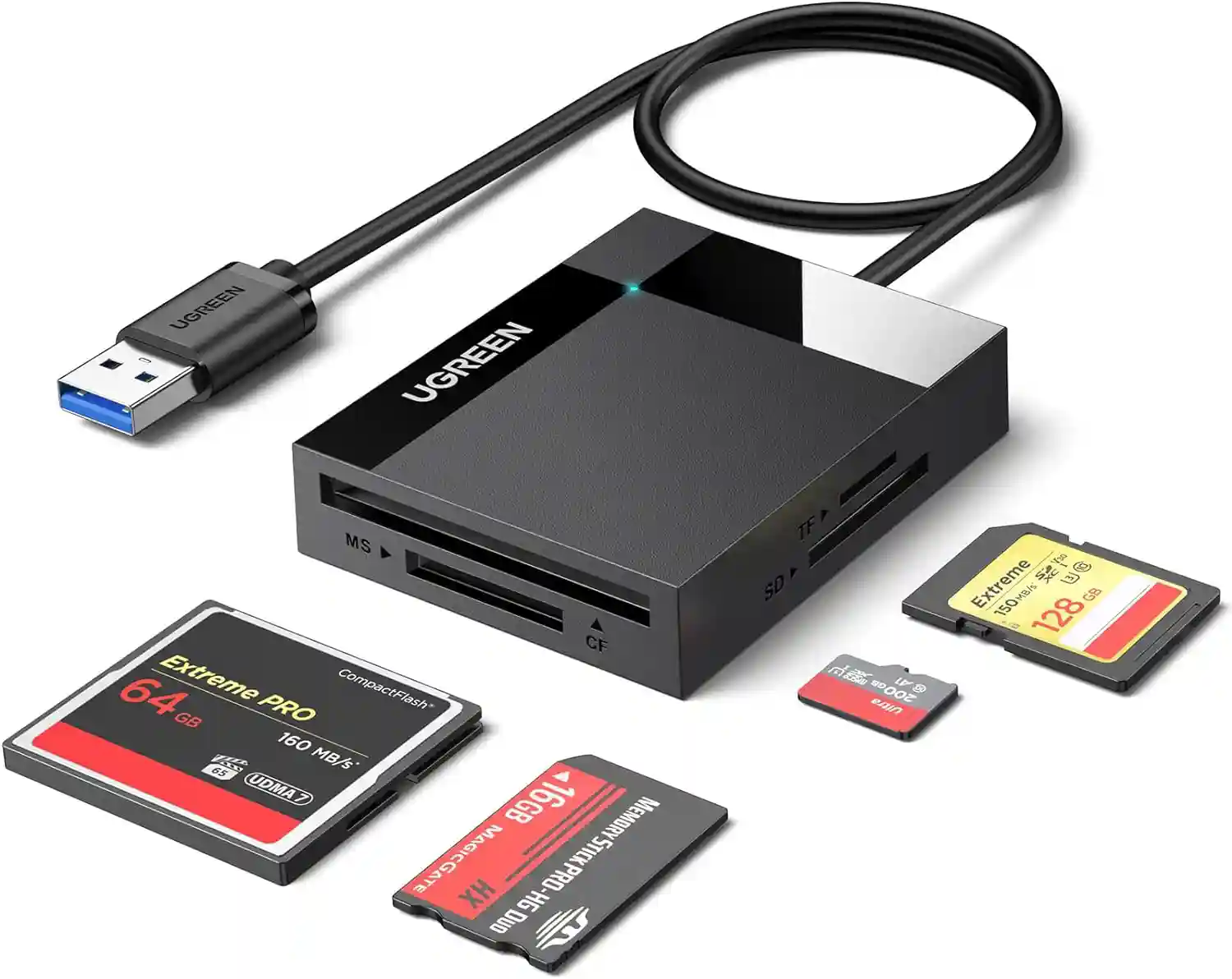 LECTOR DE TARJETAS USB 3.0, CF, TF, SD, MICRO SD, MS, UGREEN