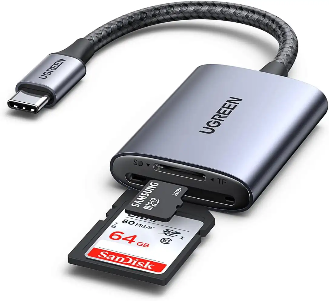 LECTOR DE TARJETAS SD USB C MICRO SD 2 EN 1 UGREEN COMPATIBLE CON IPHONE, ANDROID, MACBOOK