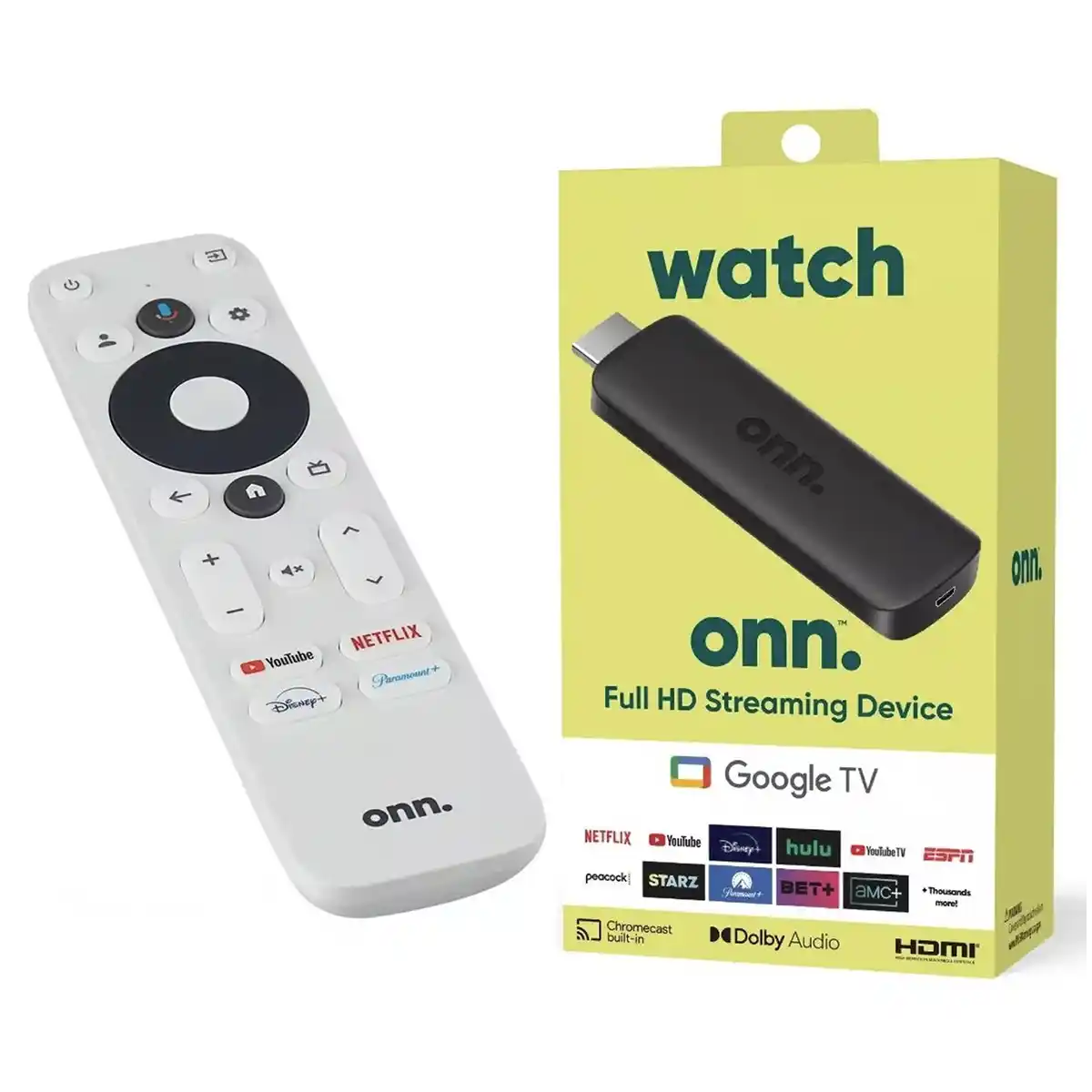 WATCH ONN FULL HD GOOGLE TV CON CONTROL REMOTO