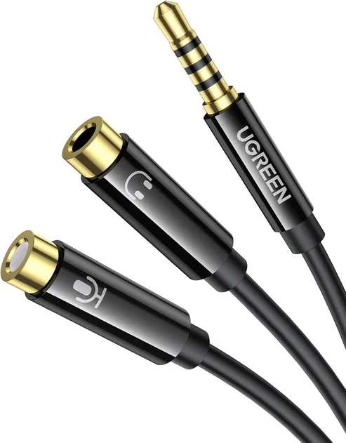 CABLE DE AUDIO UGREEN MACHO 3.5MM A DOS HEMBRAS