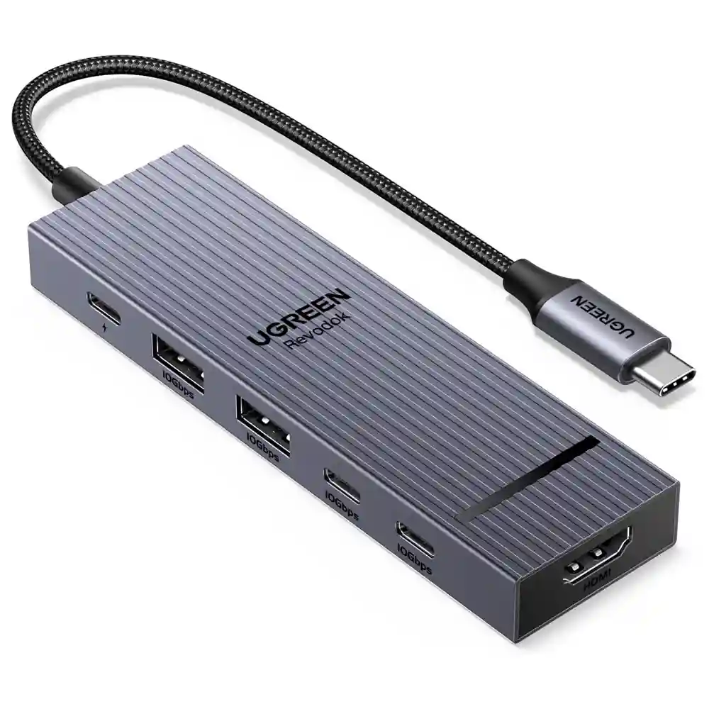 HUB USB-C 6 EN 1 DE 10GBPS 4K 60HZ HDMI, ENTREGA DE ENERGÍA DE 100W UGREEN REVODOK PRO