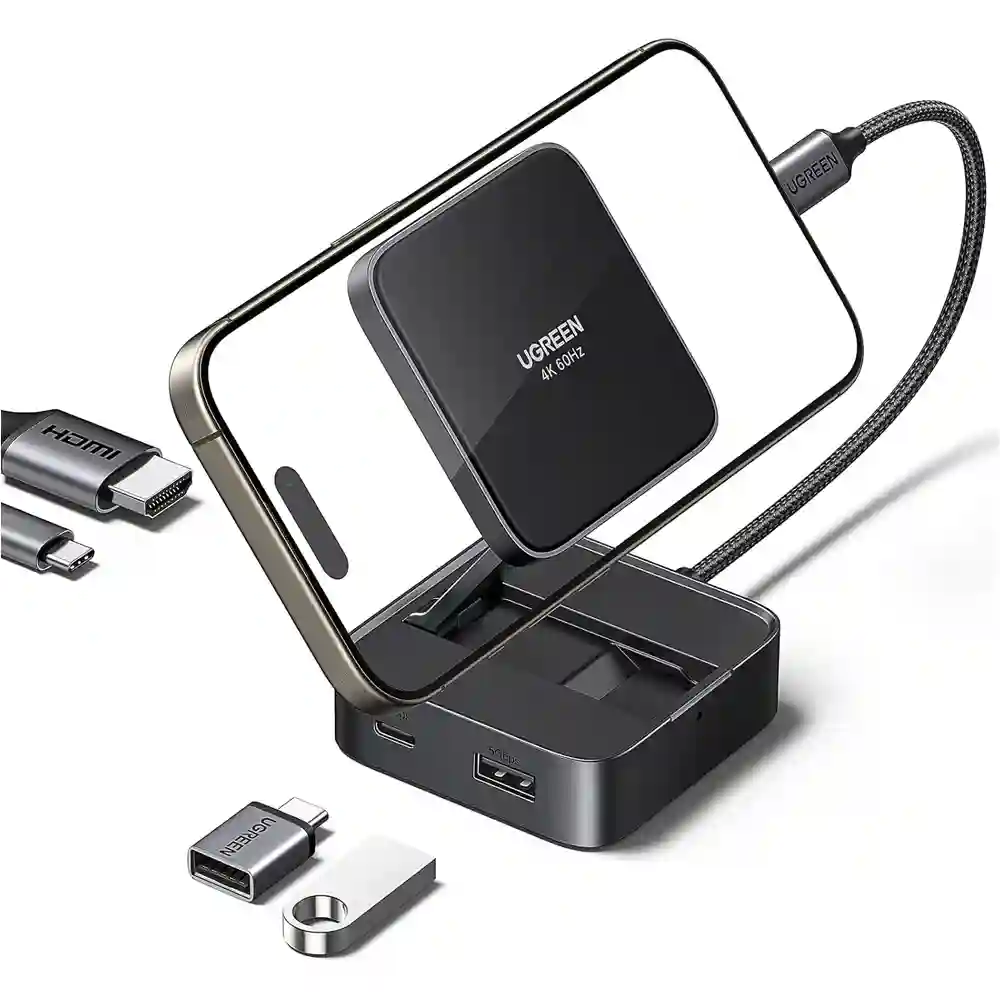 HUB USB C, ADAPTADOR MAGNÉTICO 4 EN 1 4K 60HZ, CARGA PD DE 100 W, PUERTOS DE DATOS USB-A Y USB-C UGREEN