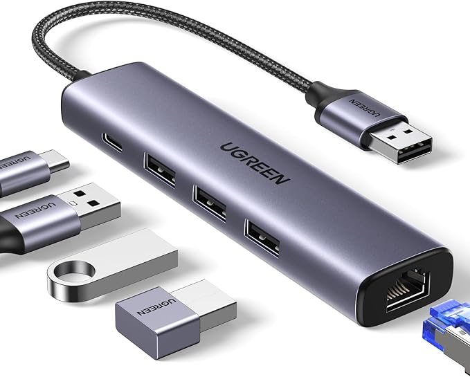 ADAPTADOR UGREEN 5 EN 1 USB  (X3 USB 3.0, LAN)